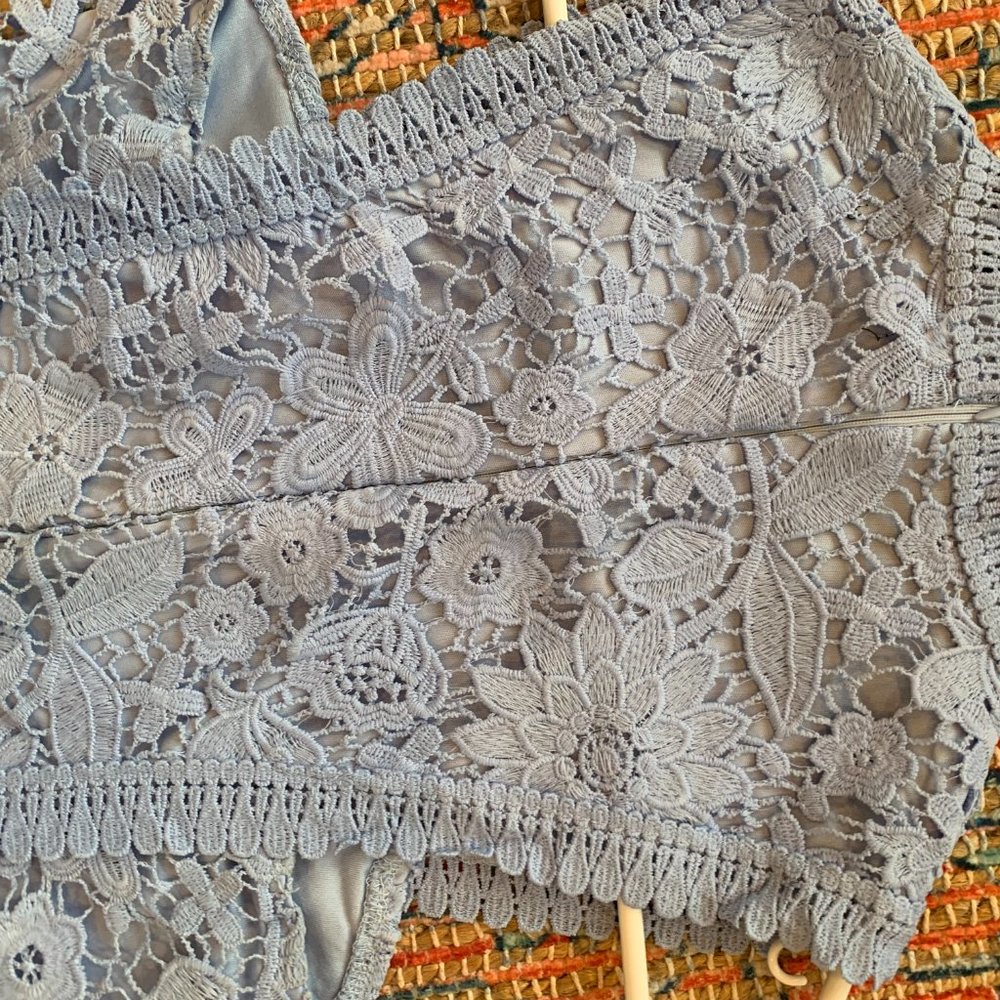 Blue Lace Midi Dress - Picture 9 of 9